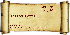 Tallos Patrik névjegykártya